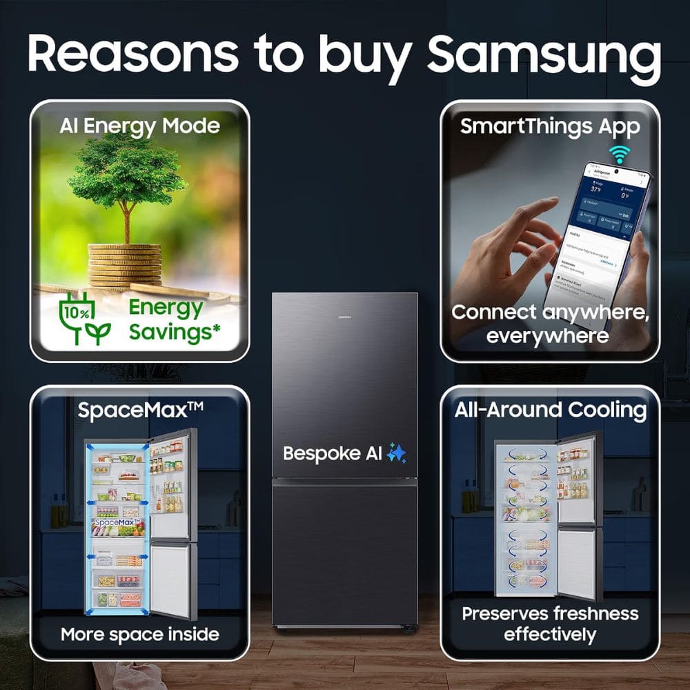 Samsung 458 Ltrs, 1 Star Digital Inverter Frost Free Double Door Refrigerator (RB45DG6005B1TL, Black DOI)