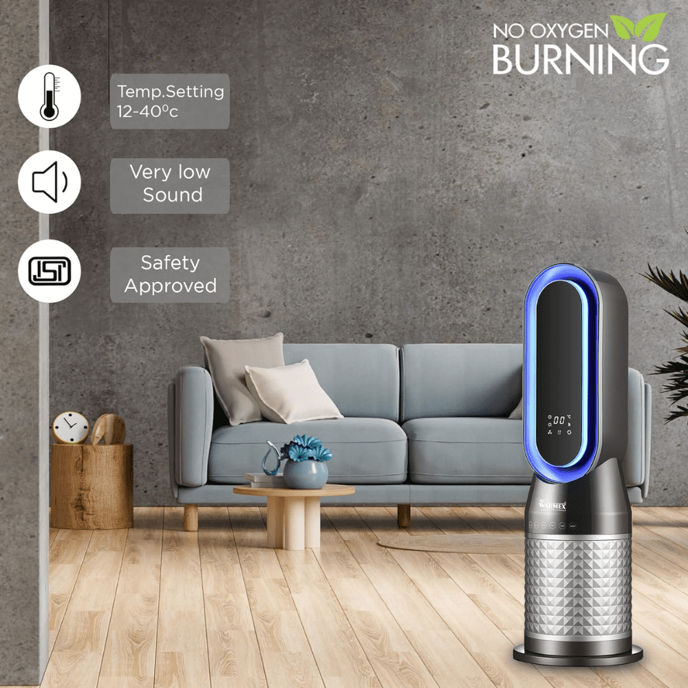 Warmex 2000 Watts Tower Fan Room Heater with Led Display (B-PFH2000 Black & Grey)