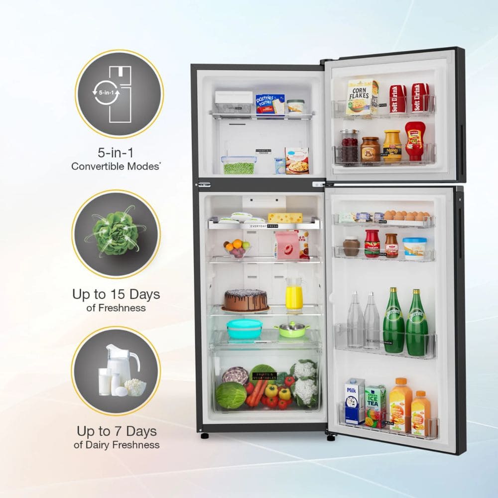 Whirlpool 308 Ltrs 2 Star Convertible Frost Free Double Door Refrigerator (IFPRO INV CNV 355 GRAVITY BLACK)