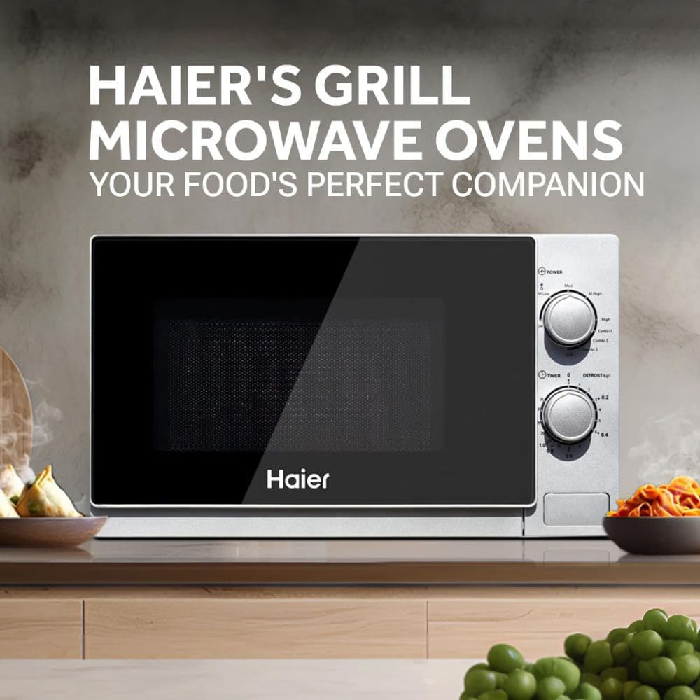 Haier 20 Ltrs Grill Microwave Oven (HIL2002GSPB,Black)