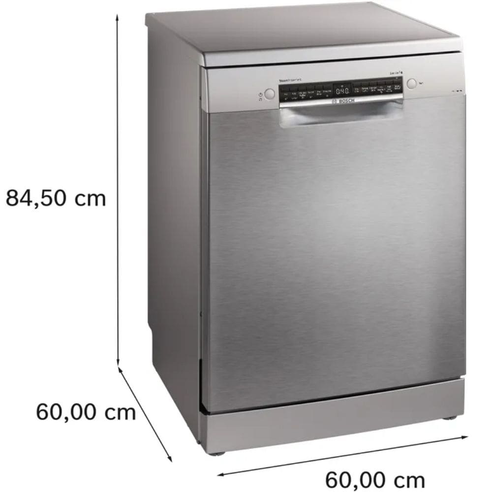 Bosch 15 Place Settings, Free Standing Dishwasher with TrueSteam And Wifi (SMS6HMI00I 15 PS, Silver Grey)