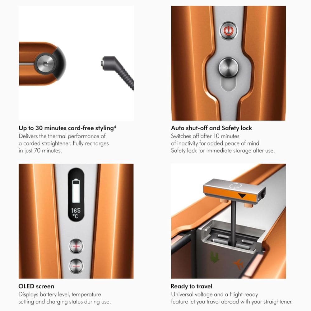 Dyson 413114-01 Airstrait Corrale Cord-Free Hair Straightener (Bright Copper & Nickel)