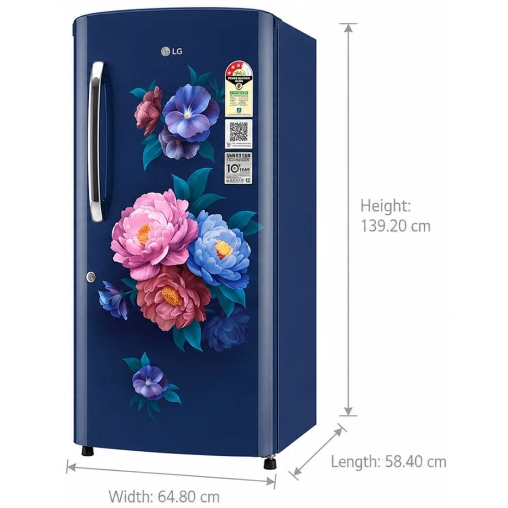 LG 224 Ltrs, 3 Star Direct Cool Single Door Refrigerator (GLD2336YARS, Royal Spring)