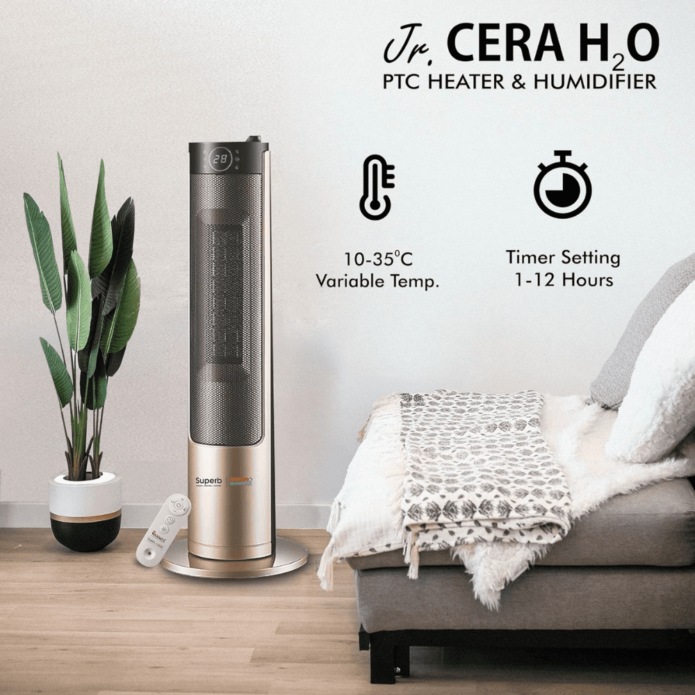 Warmex 1300&2000 Watts Portable Room Heater (Junior Cera H20, Champagne Gold)