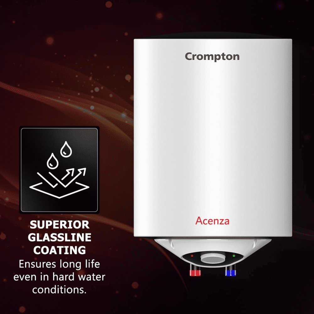 Crompton 15 Ltrs Storage Wall Mounting Water Heater Geyser (Acenza15L, White)