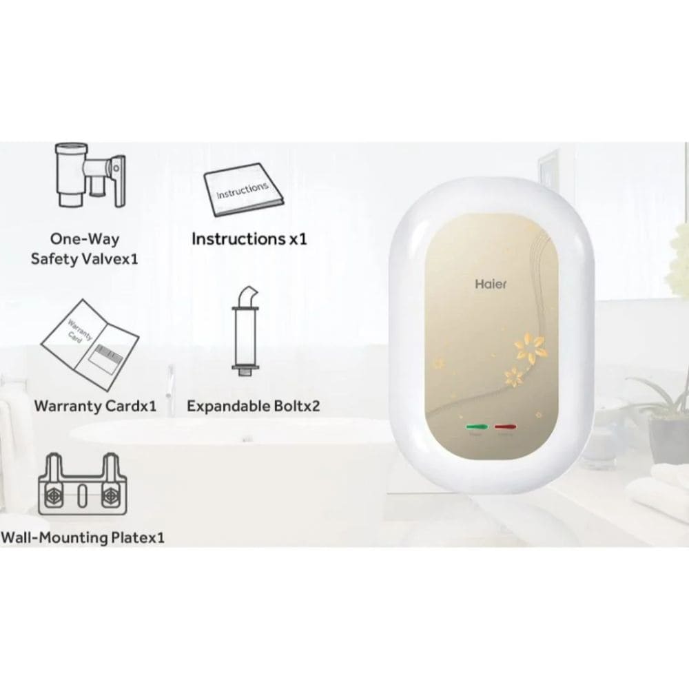 Haier 3 Ltrs Instant Water Heater Wall Mounting Geyser (EI3V-C1(I) Ivory)