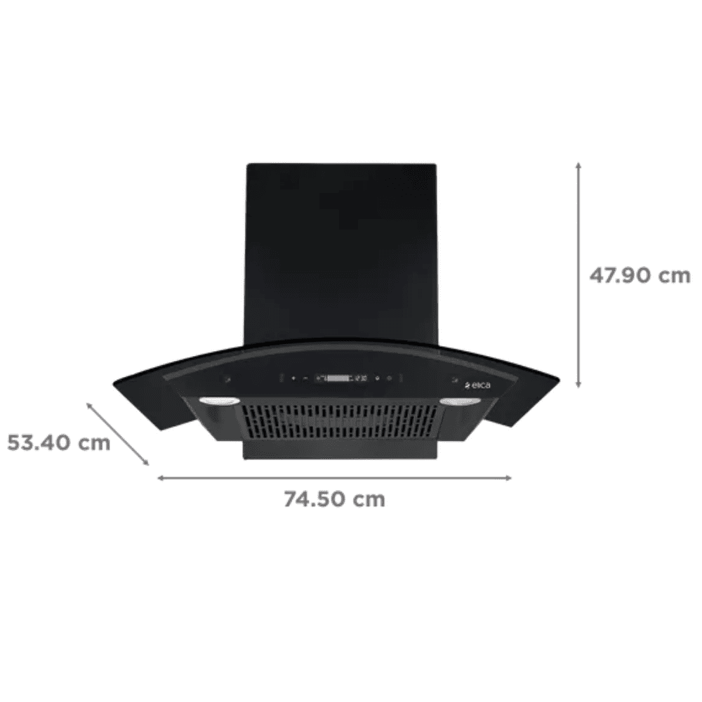 Elica FLCG LTW 750 HAC MS NERO, 75 cm 1400m3/hr Ducted Wall Mounted Chimney (Black)