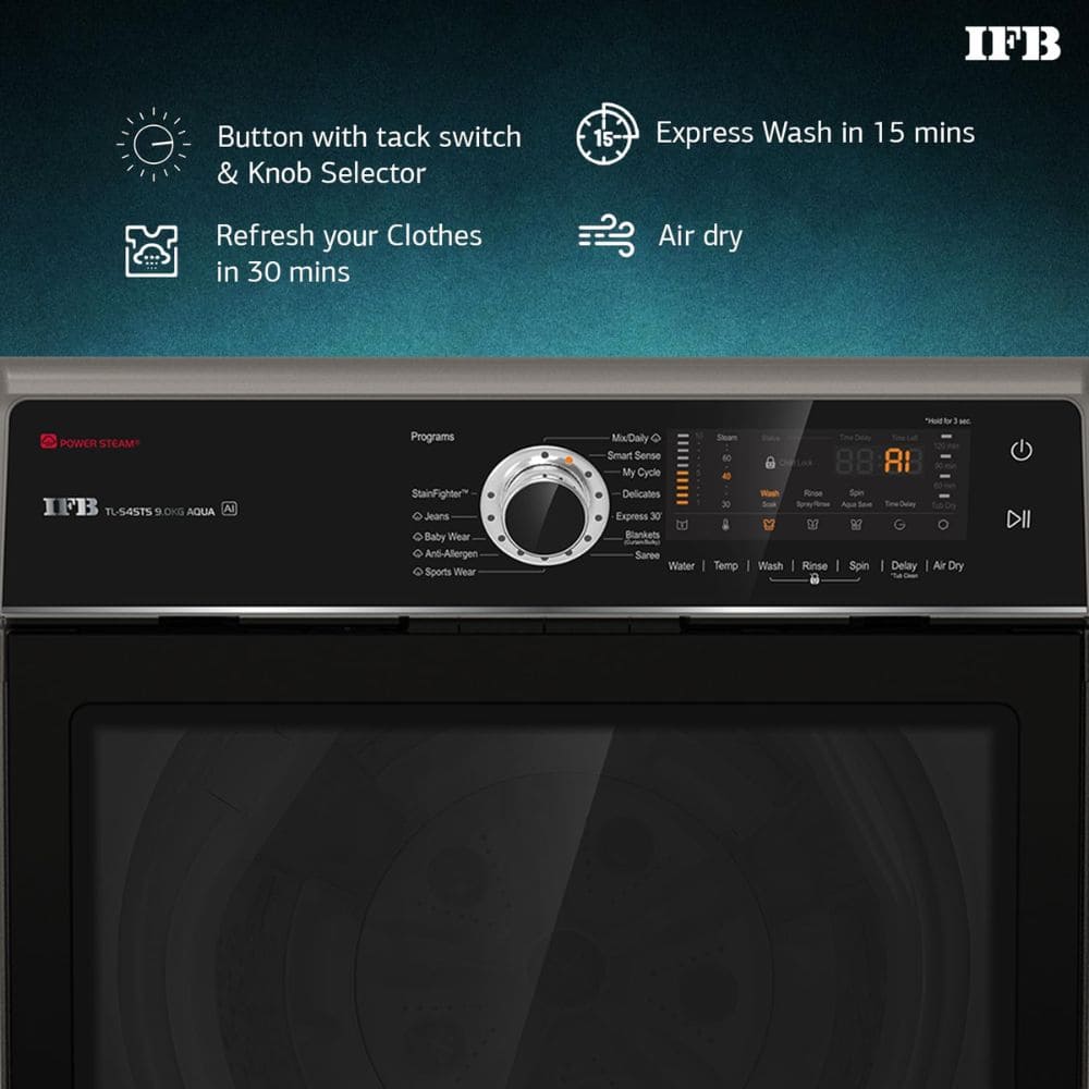 IFB 9 Kg 5 star Fully-Automatic Top Load Washing Machine (TL-S4STS 9.0KG AQUA, Silver)
