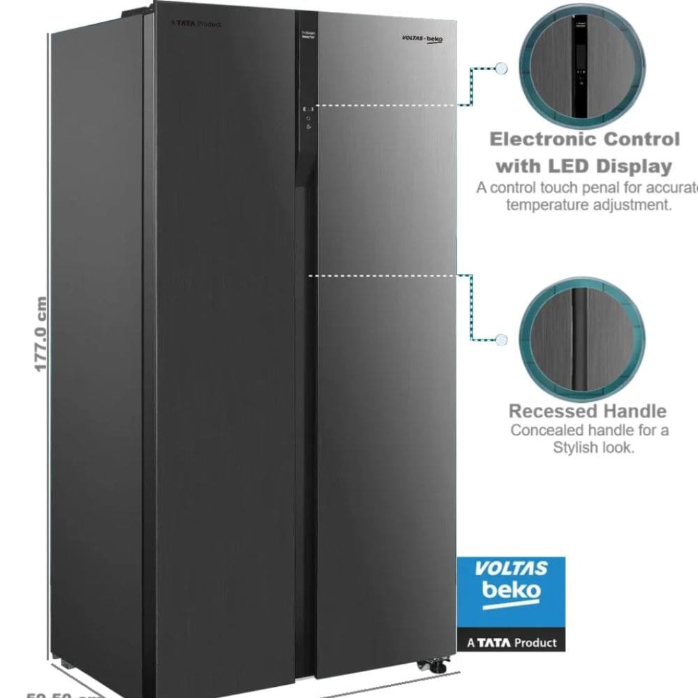 Voltas Beko 472 Ltrs, Inverter 6 in 1 Adjustable Frost Free Side by Side Refrigerator (RSB495)