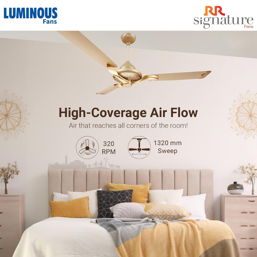 Luminous Jaipur Mahal, 1320mm 3 Blads Designer Ceiling Fans