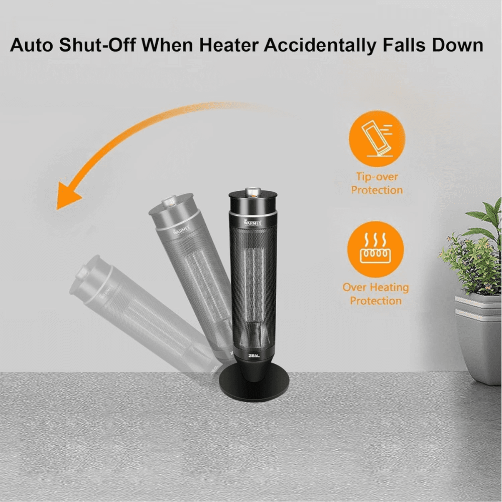 Warmex 2000 Watts Zeal Oscillating Feature Room Heater, Black