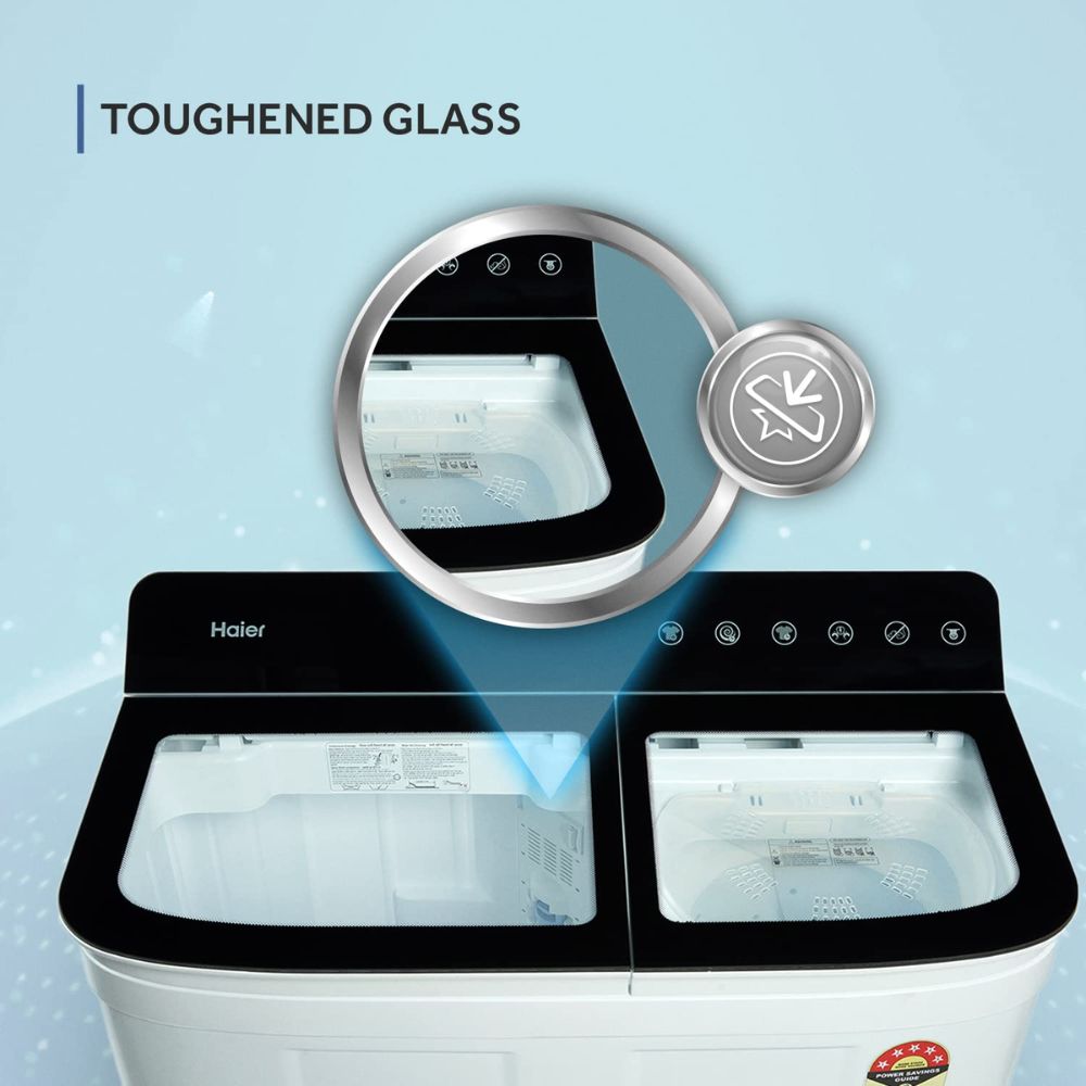 Haier 7.5 Kg 5 Star Semi-Automatic Top Load Washing machine (HTW75-178BBK, Black)