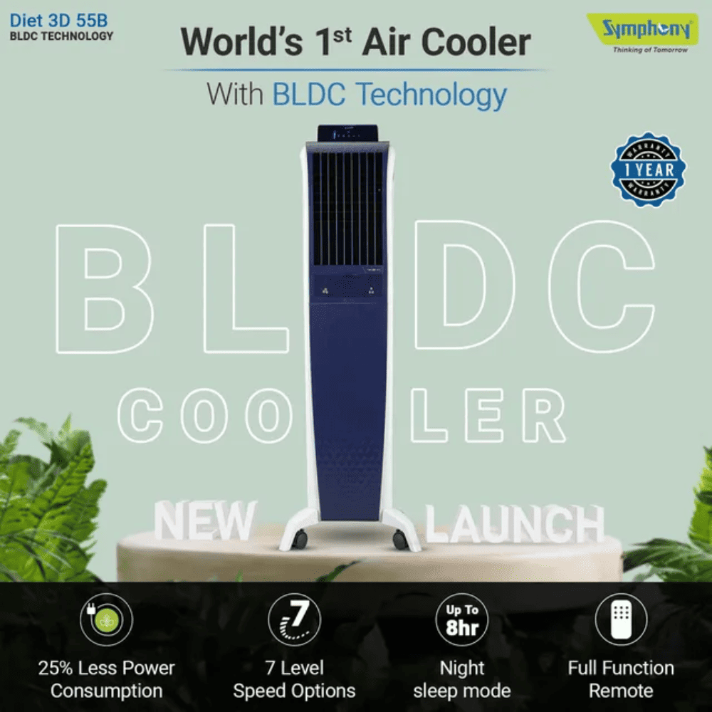 Symphony 55 Portable Tower Air Cooler (DiET3D55B)