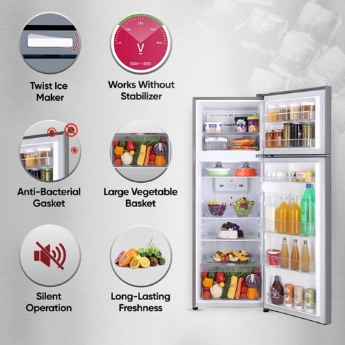 LG 288 Ltrs 2 Star, Inverter Frost Free, Double Door Refrigerator (GL-S322SPZY)