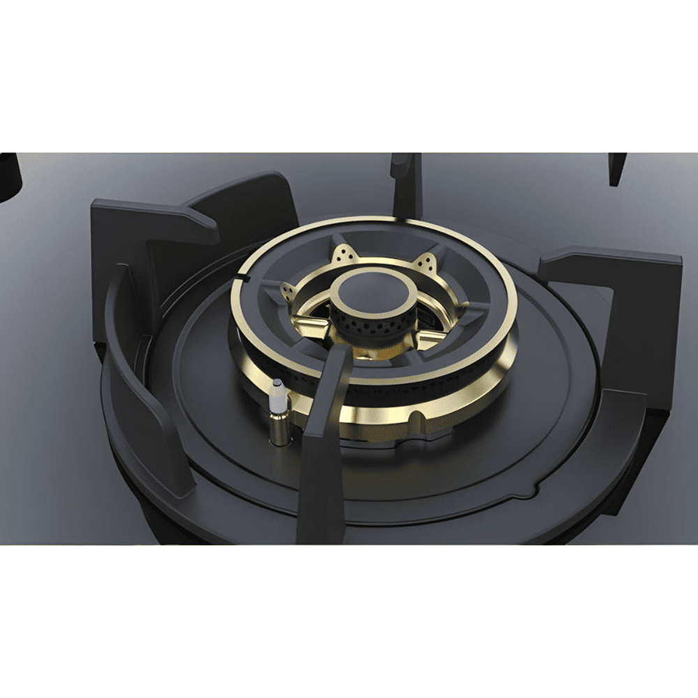 Hindware Hob, HAZEL 3B 60CM,  3 Burner 60 cm Auto Ignition Glass Top Brass Burner 2 Medium +1 High Flame Gas Stove (Black)