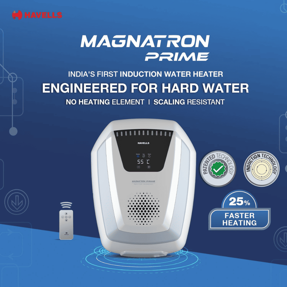 Havells 25 Ltrs Vertical Storage 4 Star Water Heater Geyser (MAGNATRON PRIME,White)