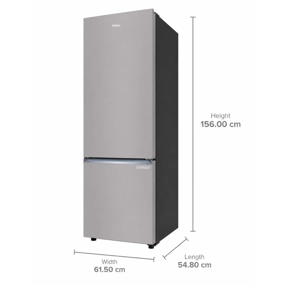 Haier 237 Ltrs, 2 Star Frost Free Double Door Bottom Mount Refrigerator (HRB 2872EKGA P, Black Glass)