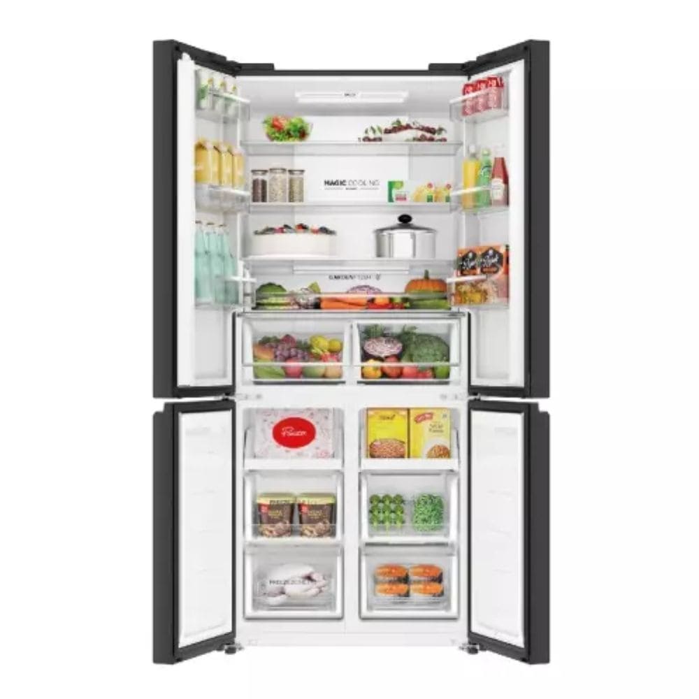 Haier 520 Ltrs, 3 Star Lumiere Frost Free Triple Inverter French Door Side by Side Refrigerator (HRB 600MP, Mauve Pink)