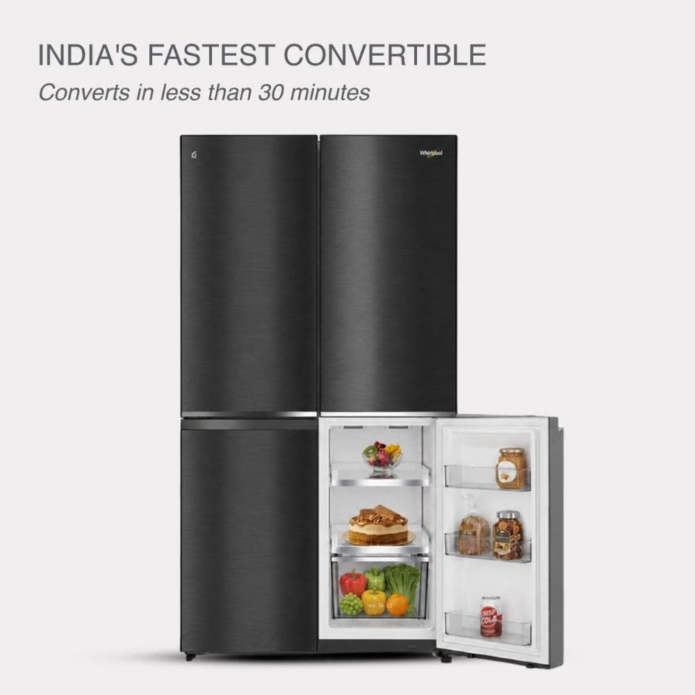 Whirlpool 654 Ltrs, 3 Star Inverter Frost Free 4 Door Side by Side Refrigerator (LX QUAD 690 CNV OB Cosmos Black)