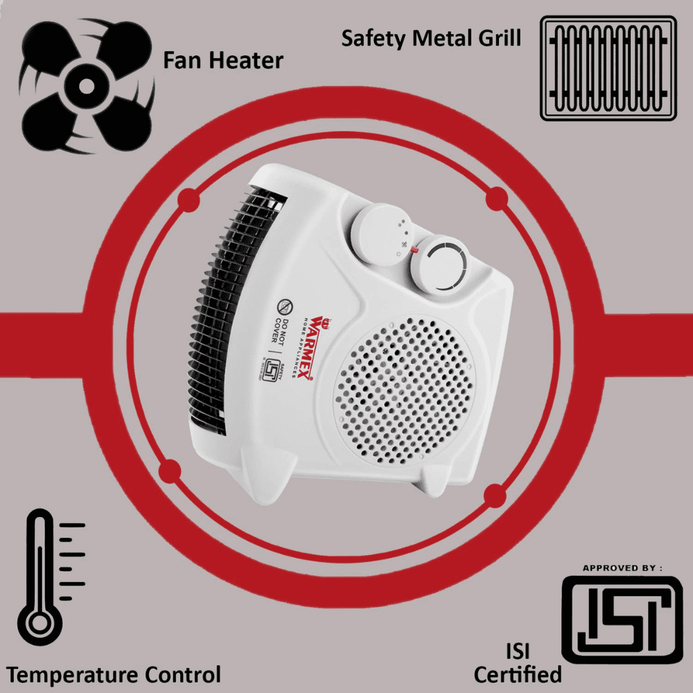 Warmex 2000 Watts Electric Fan Room Heater (FH-09 White)