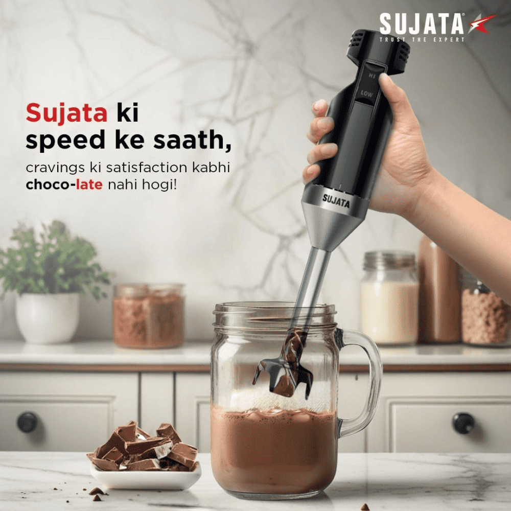 Sujata 180 Watts Stainless Steel Hand Blender (Blendcraft, Black)