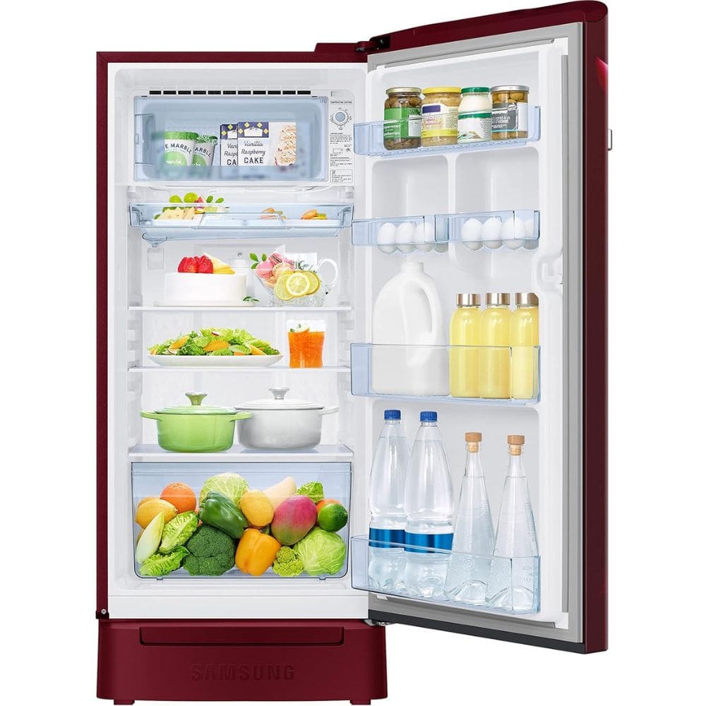 Samsung RR21C2H25RZ, 189 Ltrs Direct Cool Single Door Refrigerator, Midnight Blossom Red