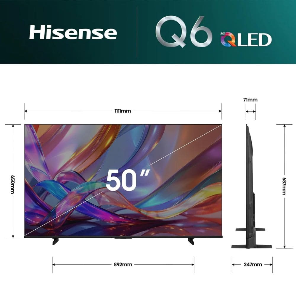 Hisense 50Q6S, 50 Inches 4K Ultra HD Smart QLED TV, Black