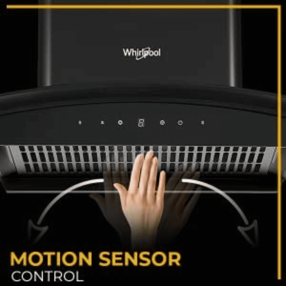 Whirlpool CGFL PRO 602 HAC, 60 cm 1425 m3/hr Auto Clean Wall Mounted Kitechen Chimney, Touch + Motion Sensor Control with Filterless Technology (Black)