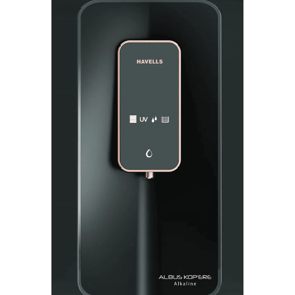 Havells Albus Kopere Alkaline+, 6 Ltrs Storage RO + UV + UF Wall Mountable Water Purifier, Black
