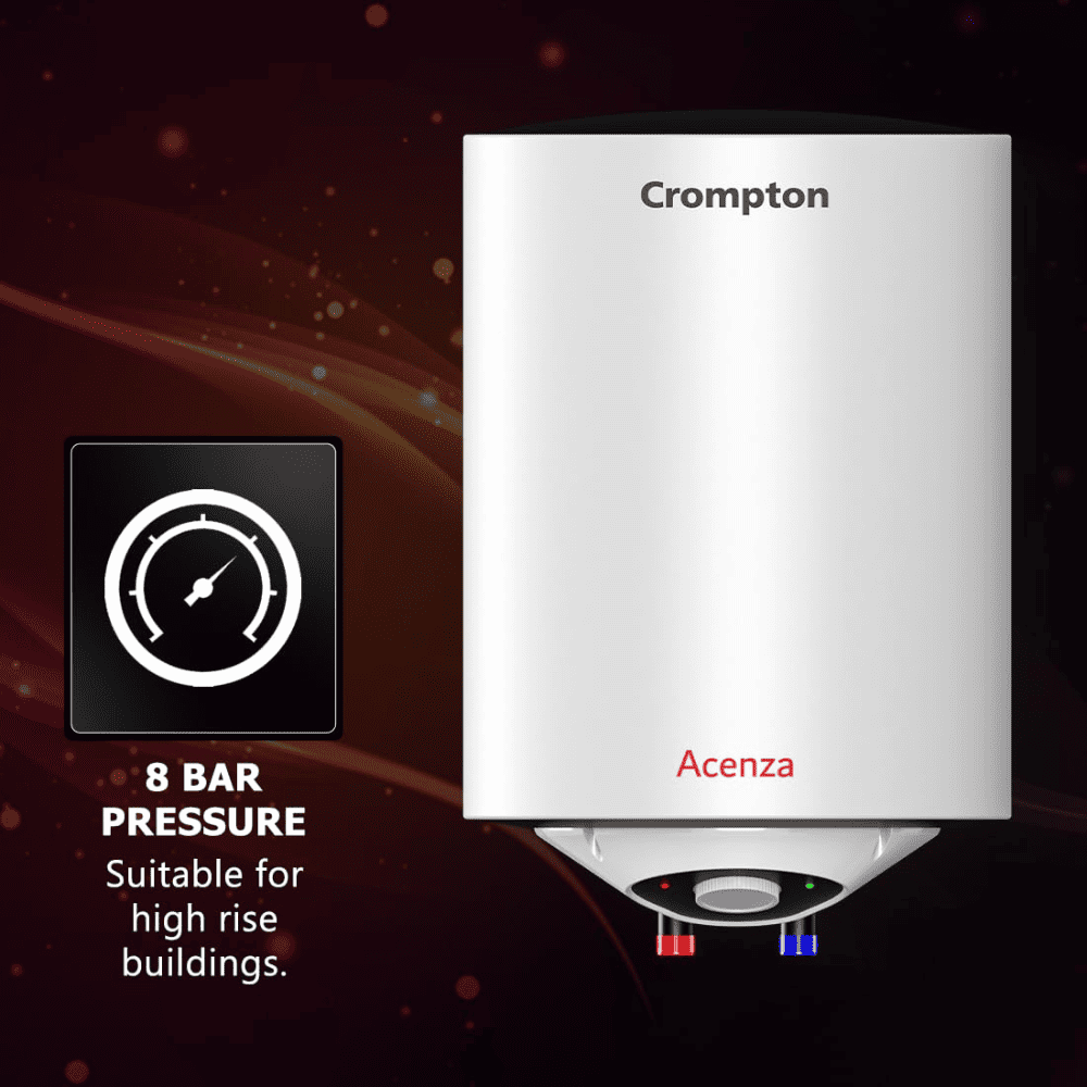 Crompton 15 Ltrs Storage Wall Mounting Water Heater Geyser (Acenza15L, White)