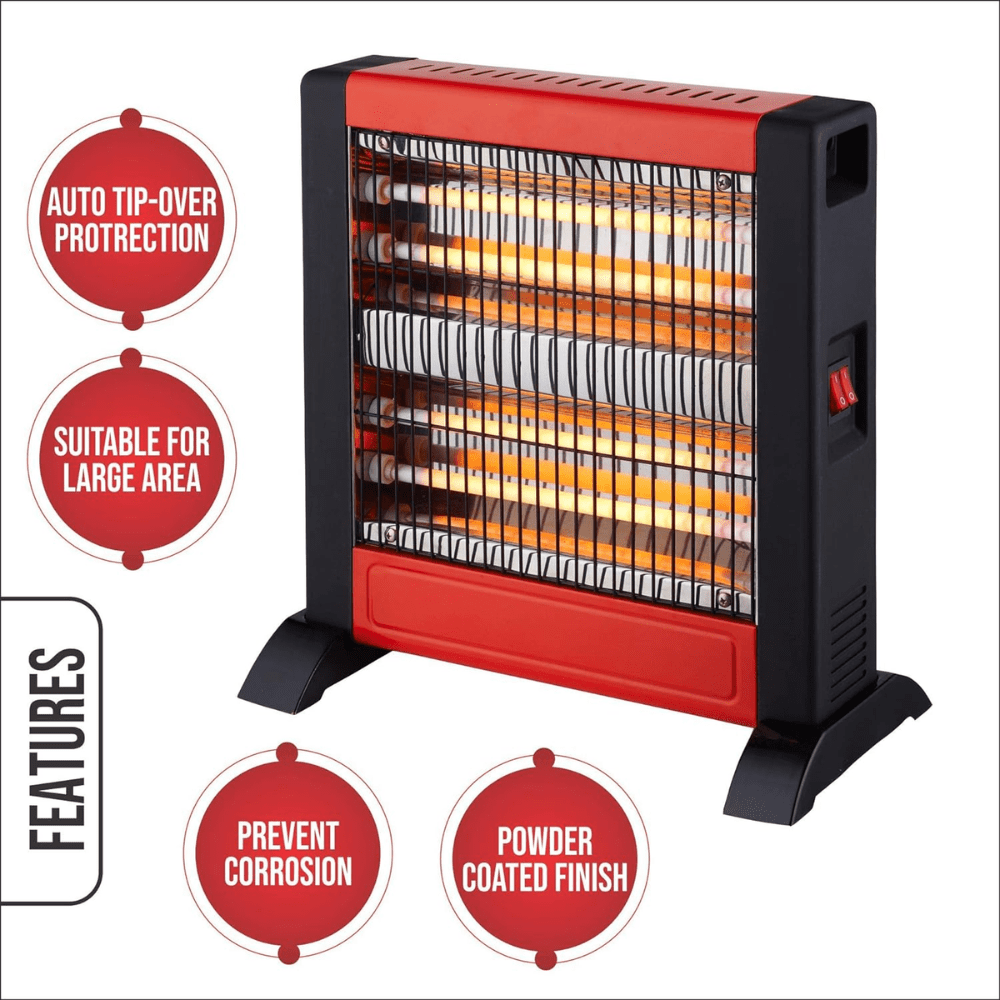 Warmex 1000 Watts Quartz Room Heater (ZEST1000, Red & Black)
