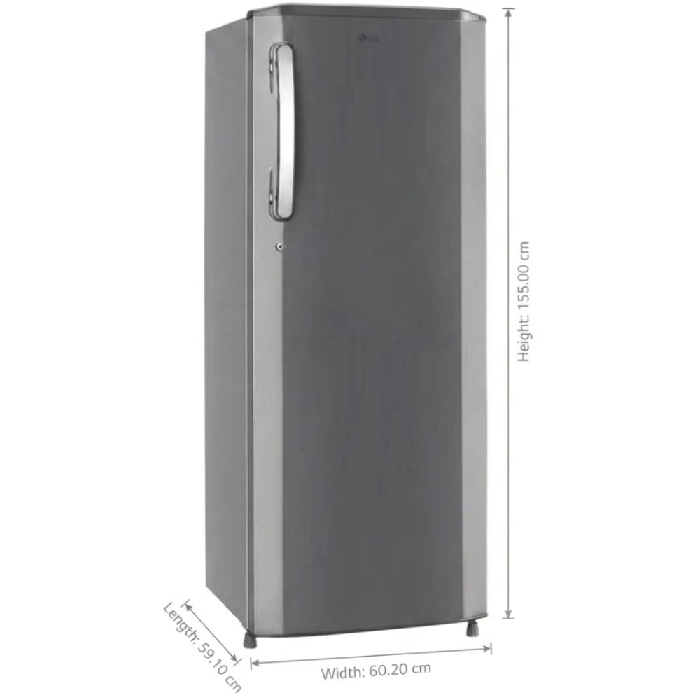 LG 261 Ltrs, 3 Star Direct Cool Single Door Refrigerator (GLD2736YBPZ, Shiny Steel)