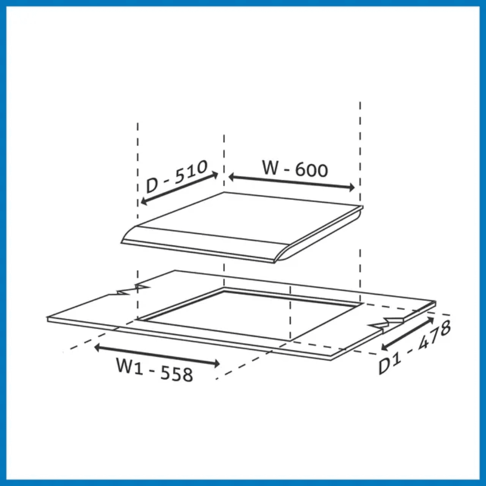 Glen Hob , 1064 RO HT DB, 4 Burner 64 cm Auto Ignition Glass Stainless Steel Burners 2 Medium + 1 small +1 High (Black)