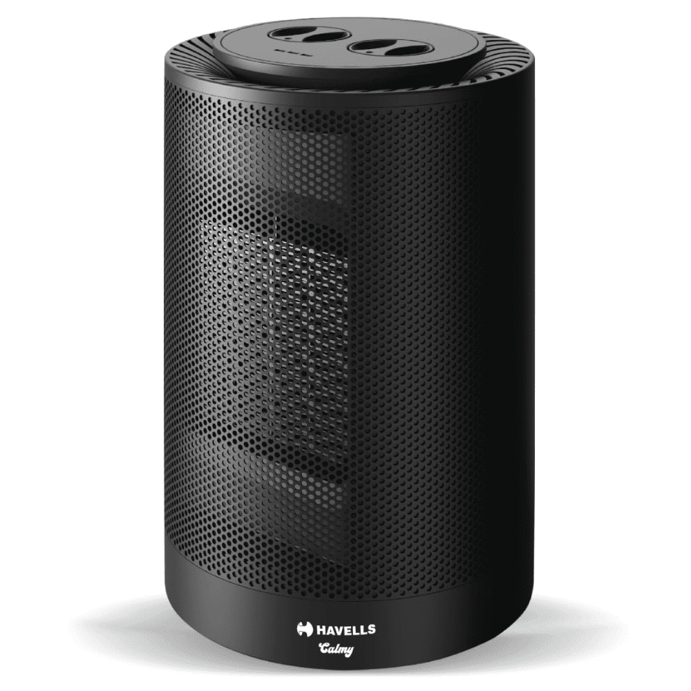 Havells 1200 Watts CALMY Ceramic Heating Element Room Heater with PTC Fan (Black)