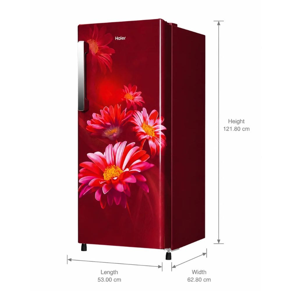 Haier 190 Ltrs, 2 Star Direct Cool Single Door Refrigerator (HRD 2113CRHA N, Red Hilton)