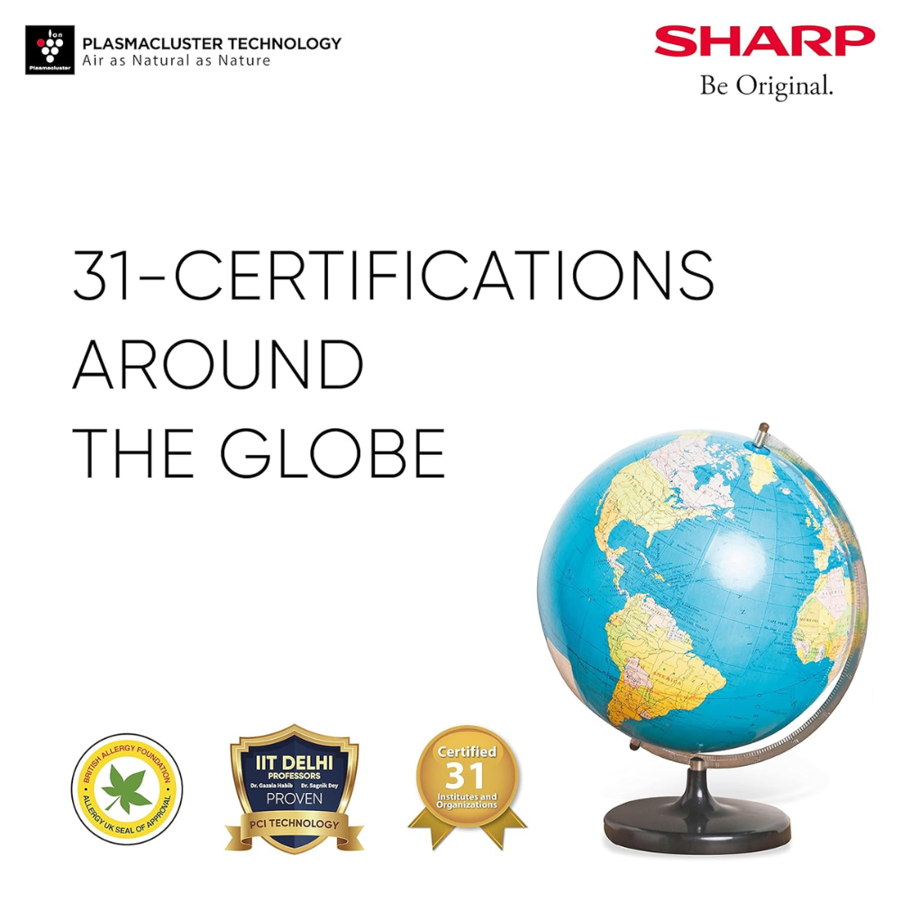 Sharp FX-J80M-H, Multi-Stage Purification Humidity Filter Technology, Air Purifier (HEPA+Carbon+Pre-filter, White)