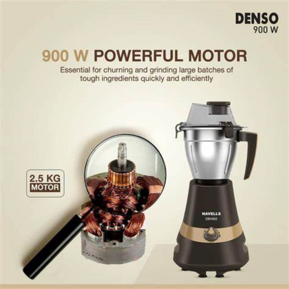 Havells MG DENSO, 900 Watt 3 Jars Mixer Grinder (Black & Gold)