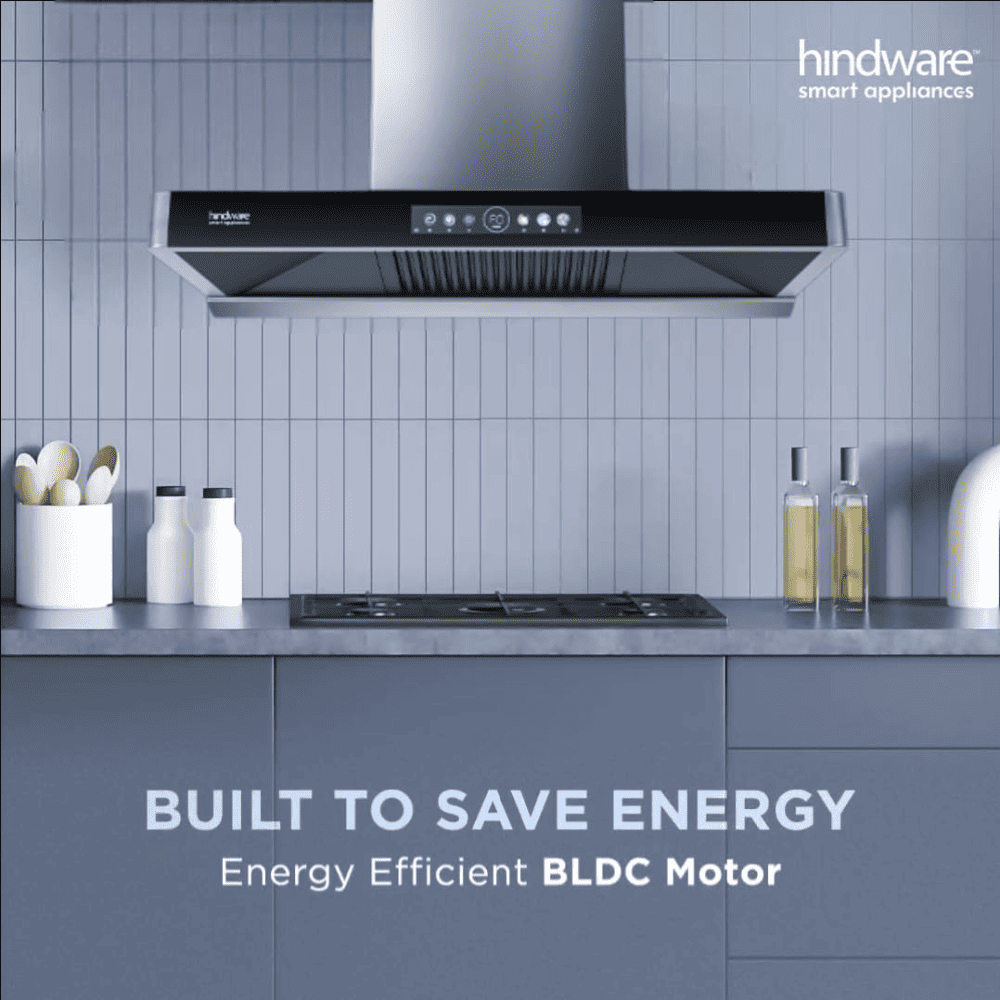 Hindware Marcella, 60 cm 1700 m3/hr Auto Clean Wall Mounted Chimney (Black)