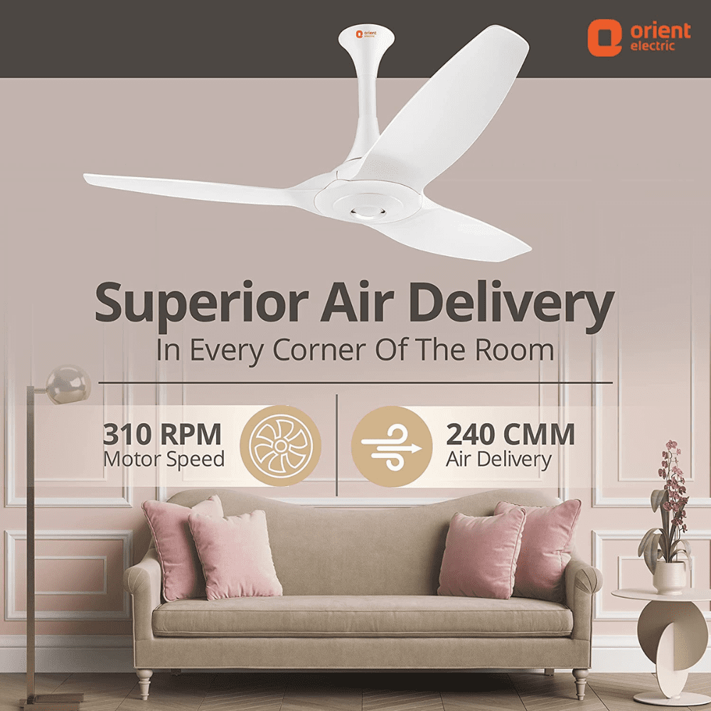 Orient Electric Aeroquite, 1200 mm 3 Blade BLDC Motor with Remote Ceiling Fan