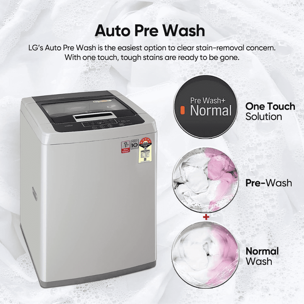 LG 7.5 Kg 5 Star Smart Inverter Fully-Automatic Top Load Washing machine (T75SKSF1ZA, Middle Silver)