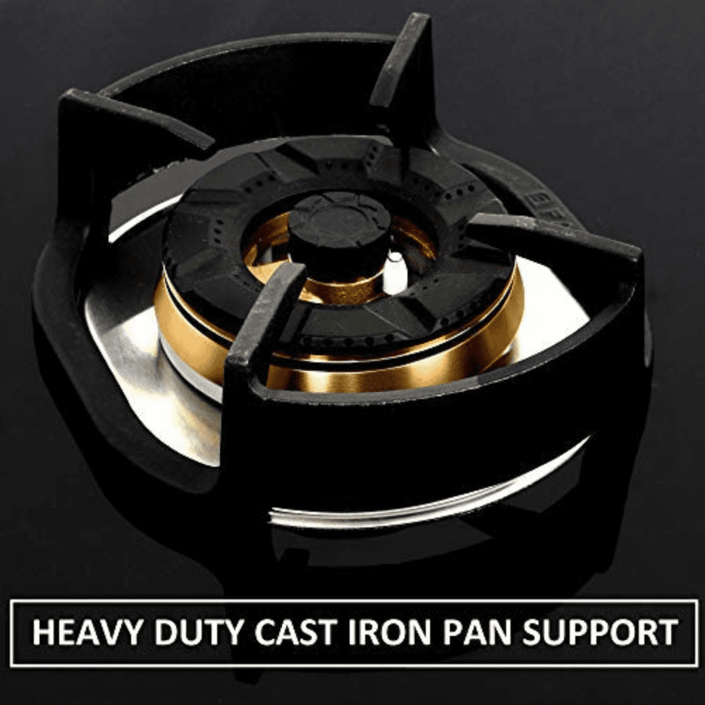 Faber Hob Nexus IND HT604 CRS BR CI AI, 4 Burner 60 cm Auto Electric Ignition Glass Top Brass Burners 4 Medium Gas Stove (Black)