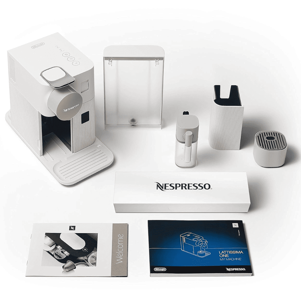 Delonghi 132193272, Nespresso Latissima One Single Serve Coffee Machine, Silky White