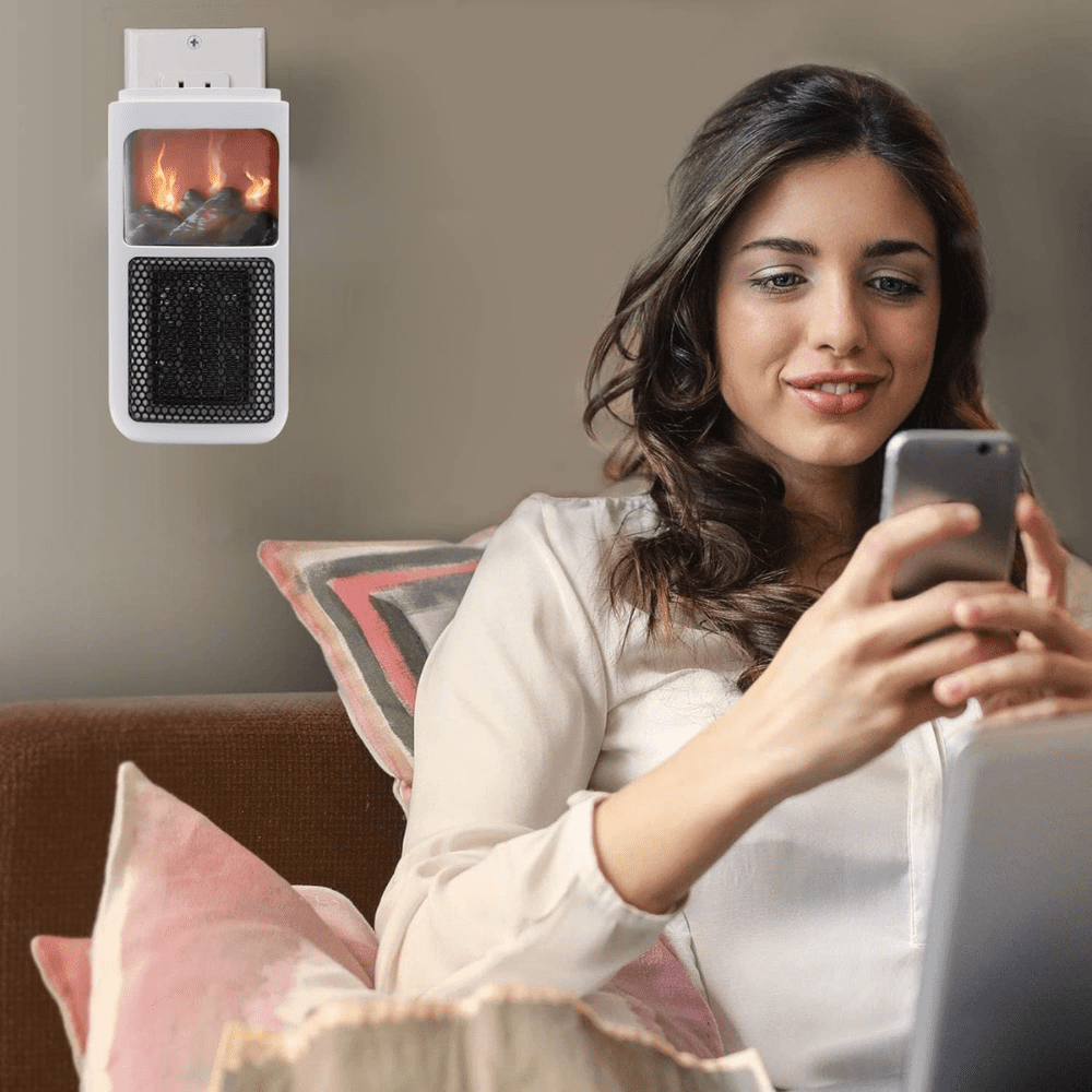 Warmex 400 Watts Wall Mount Electric PTC Room Heater (MINI BONFIRE, White)