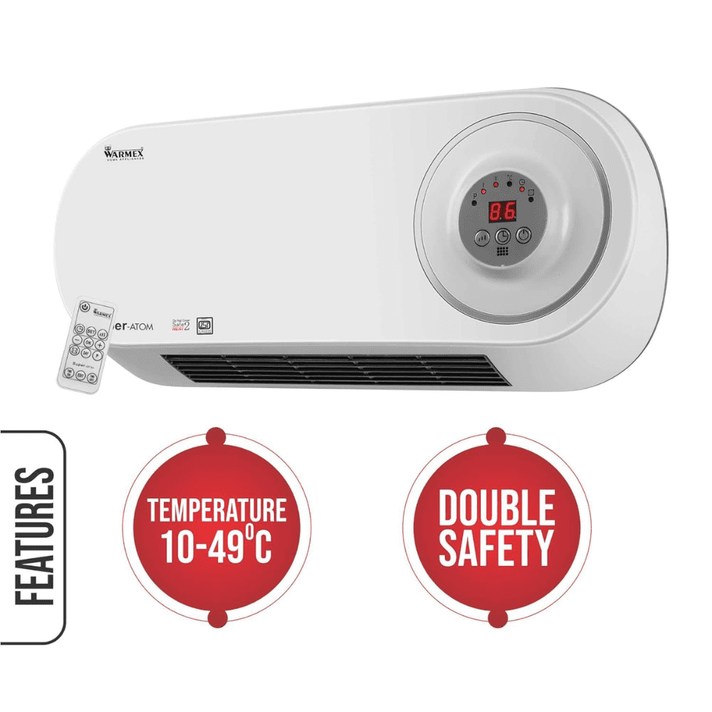Warmex 1000&2000 Watts Wall Mount PTC Room Heater (Super Atom, White)