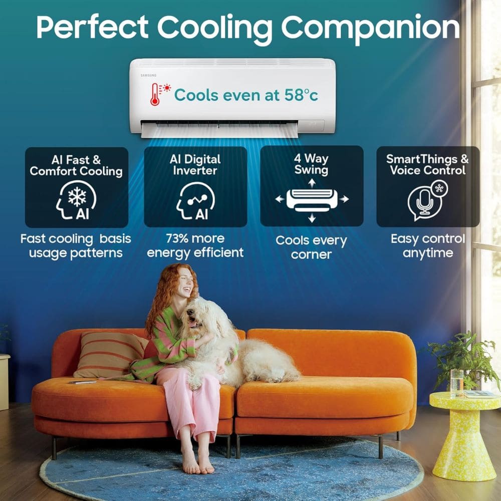 Samsung 2.0 Ton 3 star Inverter Split Air Conditioner (Bespoke AI WIndFree, AR50H24D1XH)