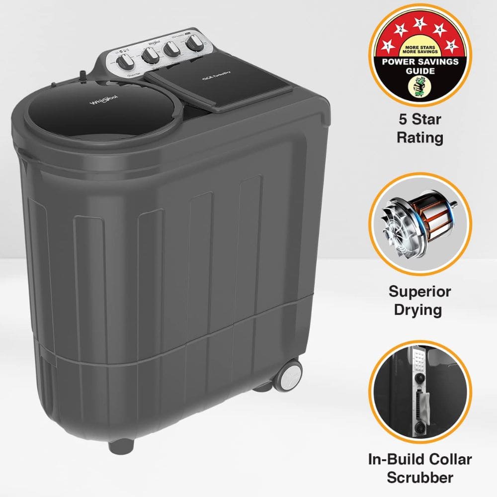 Whirlpool 8.5 Kg 5 Star Semi-Automatic Top Load Washing machine (ACE 8.5 TRB DRY XTRAA DZL 10Y, Grey)