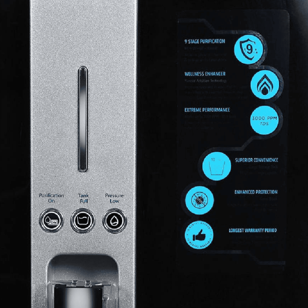 Faber Neutron Plus, 10 Ltrs Storage, RO + UV + UF + CU Guard + pH Enhancer Water Purifier, Black