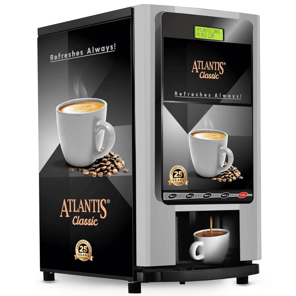 Atlantis 3 Liters Instant Tea Coffee and Milk Beverages Maker Vending Machine, Cafe Classic 3 Line, Black