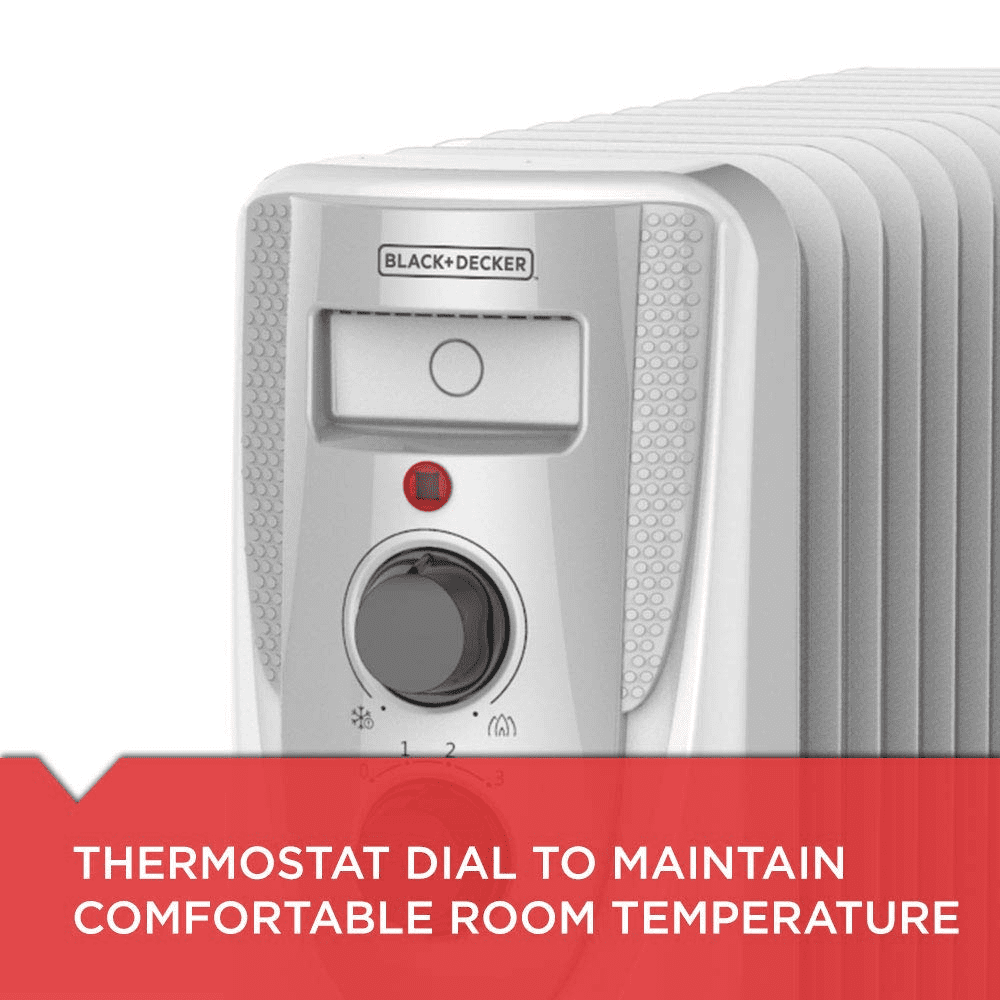 Black+Decker 13 Straight Fins, 2800 Watts Oil Filled Radiator Room Heater (OFR 13F, White)