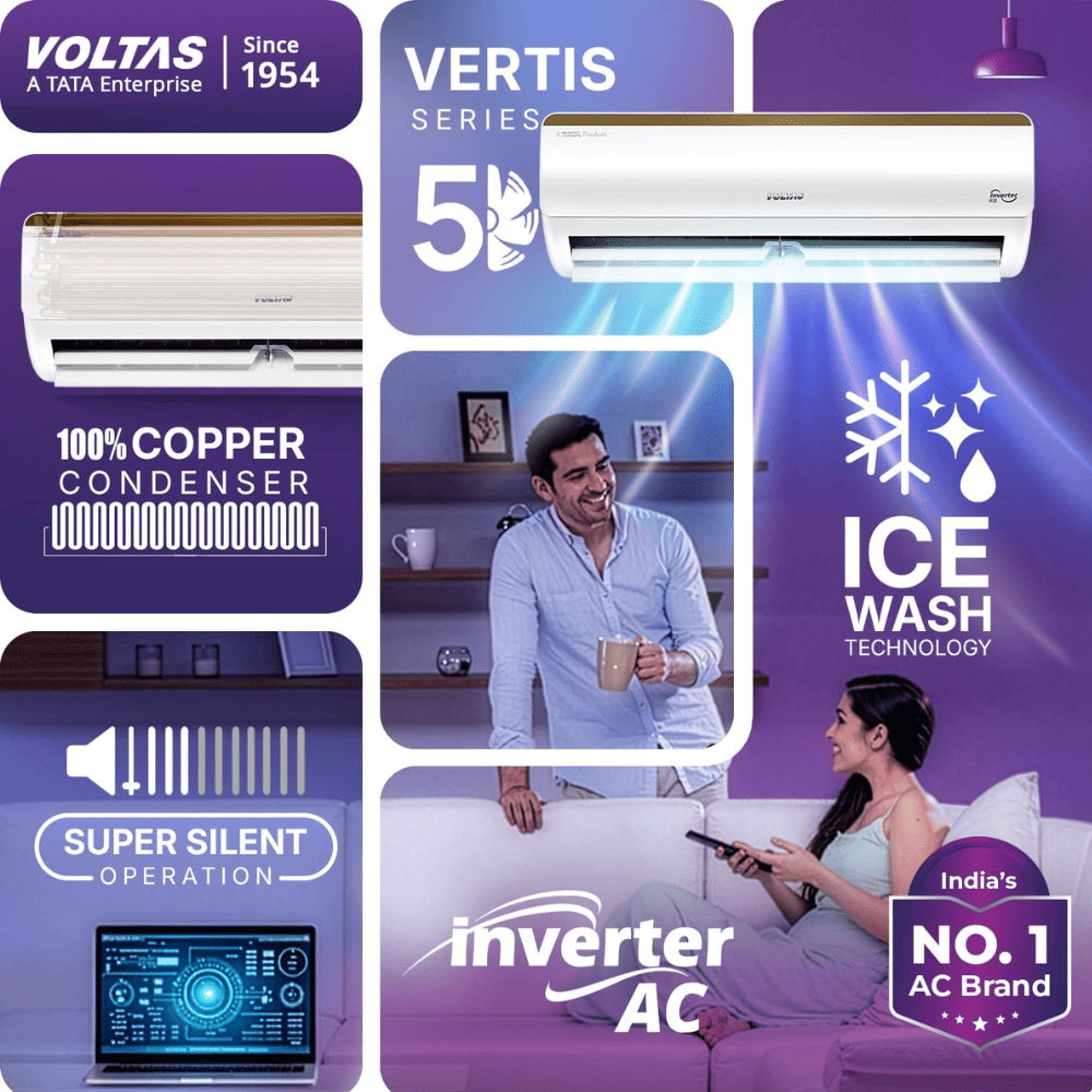 Voltas 1.5 Ton 5 star Inverter Split  Air Conditioner (Vertis AI 1.5 Tr. 5S)